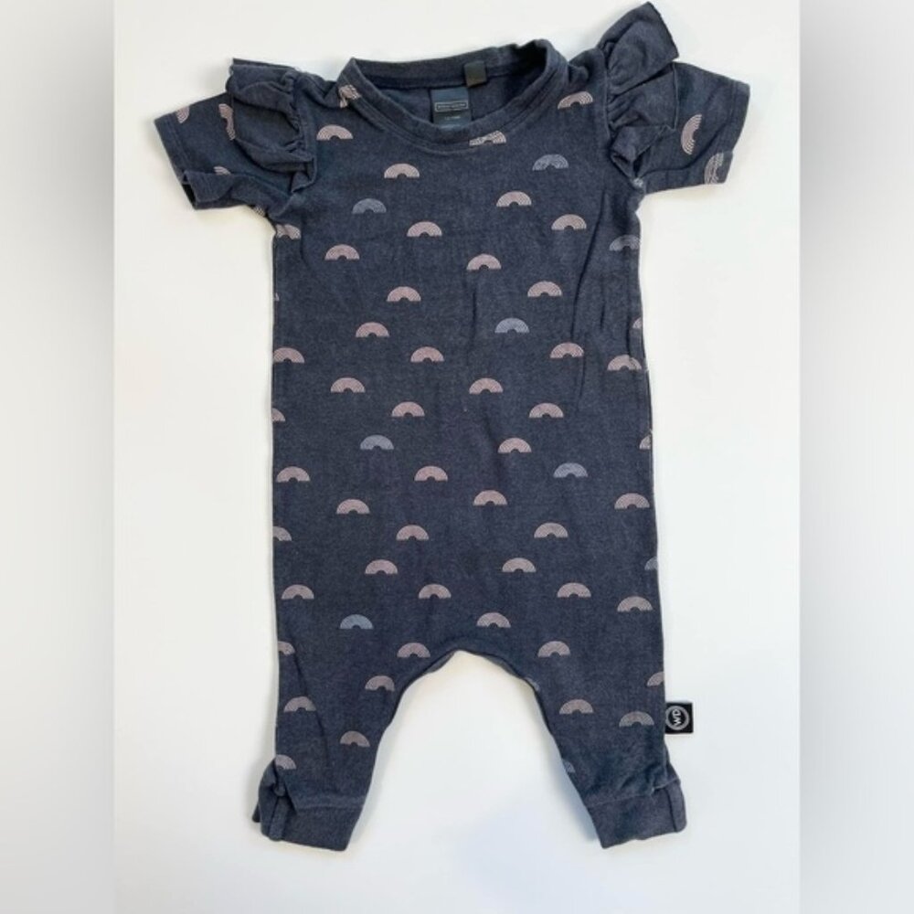 Gray and Pink Jumpsuit with Playful Pattern